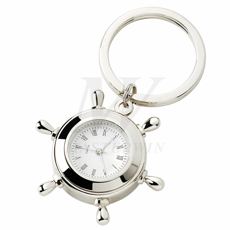 Metalowy brelok z kwarcem Clock_B62888